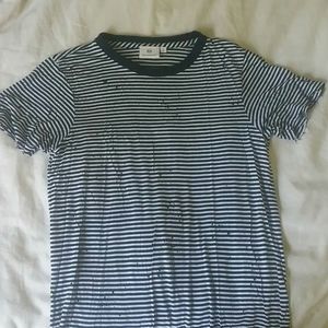 AG Adrian Goldschimed Striped Splatter Tee, M